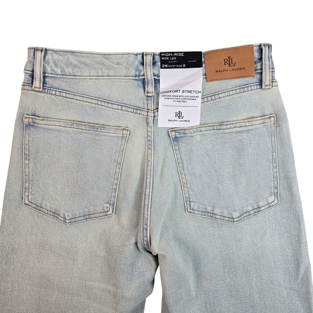 Lauren Ralph Lauren High-Rise Wide-Leg Jeans Light Wash Blue Size 2 NWT